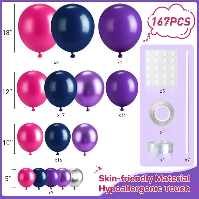 Purple Blue Red Balloon Garland Arch Kit - Image 2