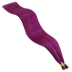 YoungSee I Tip Hair Extensions Human Hair 20 inch Purple Itip Hair Extensions Real Human Hair Purple Pre Bonded Itips Extension Remy-Hair Cold Fusion 25s 25g for Parties and Celebrations