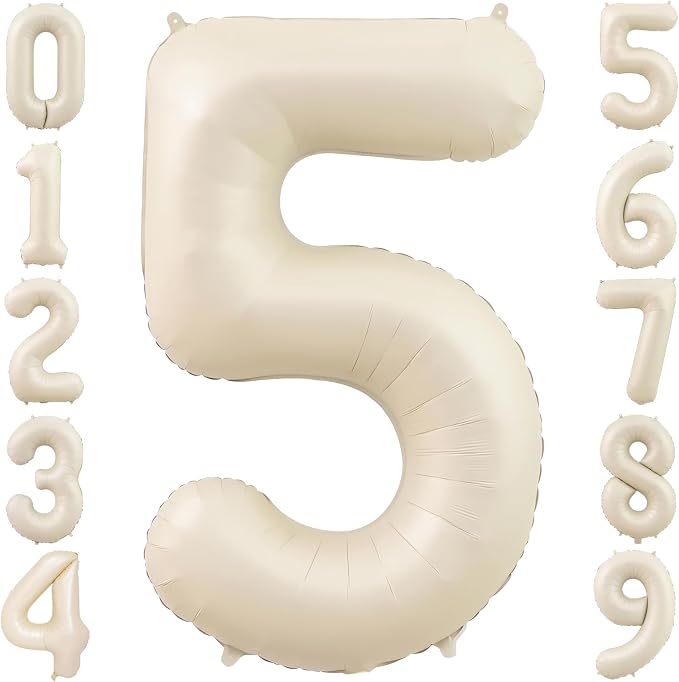 40 Inch Cream Foil Number 5 Balloon by TNCDJKPA