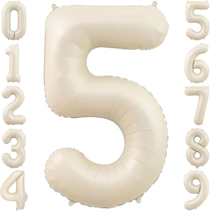 40 Inch Cream Foil Number 5 Balloon by TNCDJKPA