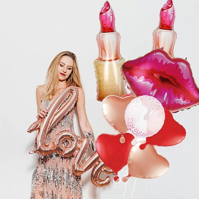 Huge 30inch Red Lip Foil Balloons Set 6 Pieces - Image 4