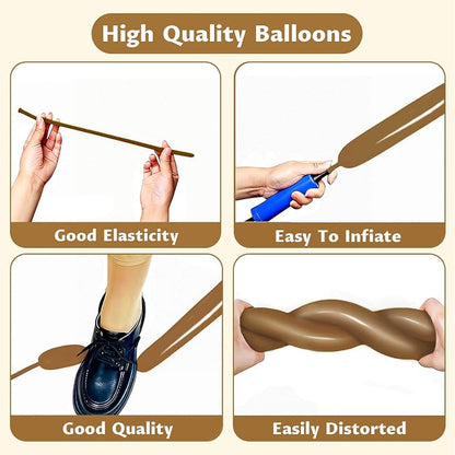 260 Coffee Brown Long Balloons for Balloon Garland Thickening Skinny Latex - Image 4