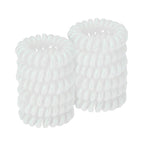 Spiral Hair Ties (Glitter White, 12 Pcs) - Coil Ponytail Holders for Thick Hair, No Crease Phone Cord Hair Ties for All Hair Types with Plastic Spiral for Women