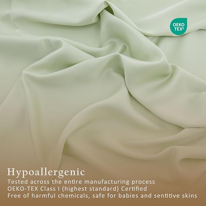 TOSMO Luxury Pillow Case Set of 2 - Cooling Viscose Derived from Bamboo, Oeko-TEX, Breathabl Silky Soft Pillow Cases with Envelope Closure (Queen, Light Green)