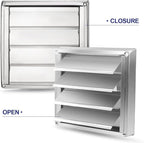 Funmit 4'' Metal Dryer Vent Cover with Metal Mesh Screen, 7"x7" Outdoor Stainless Steel Louvered Vent Cover Includes 4 Screw for Easy Installation