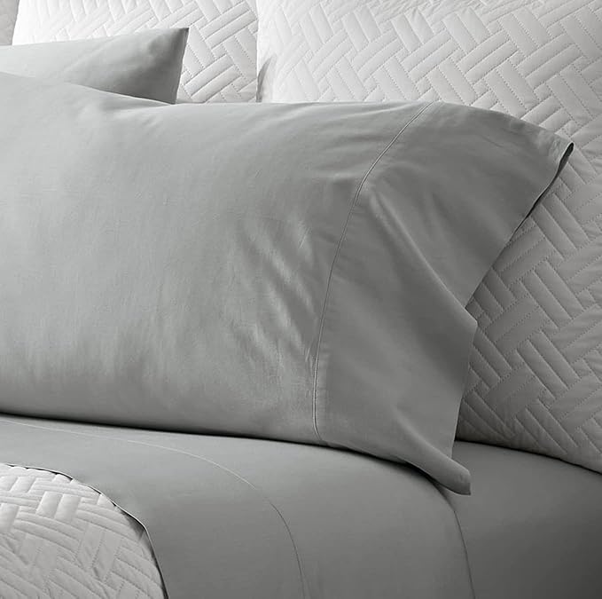 Boll & Branch Signature Hemmed Pillowcase Set - Standard, Shore - Luxury 100% Organic Cotton - Buttery Soft and Breathable - Softer with Every Wash - 2 Pillowcases Included