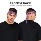 Men's Women Pink Cheetah Leopard Print Sports Sweatband Multipurpose Novelty Head Ribbon Headdress for Yoga Athletic Spa