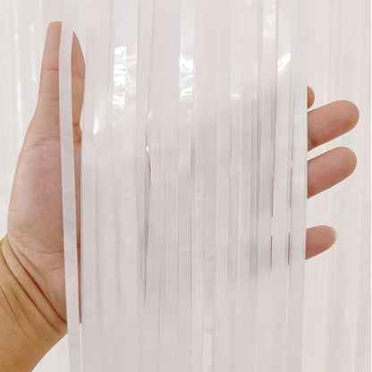 White Fringe Backdrop Curtains for Parties - Image 4