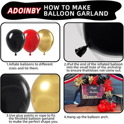 Red and Black Gold Balloon Arch Kit - Image 3