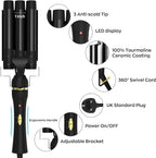 5 in 1 Wand Curling Iron, janelove Hair Curling Wand Set with 3 Barrel Hair Crimper and 4 Interchangeable Ceramic Curling Irons (0.39 "-1.25"), 2 Temps Fast Heat Hair Waver Curler for All Hair Type