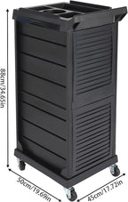 Salon Trolley Cart, 7 Layer Hair Salon Storage Cabinet Barber Organizer Tool, Portable Utility Beauty Barber Cart, Black Lockable Storage Cabinet Barber Station for Hair Stylist Hairdresser
