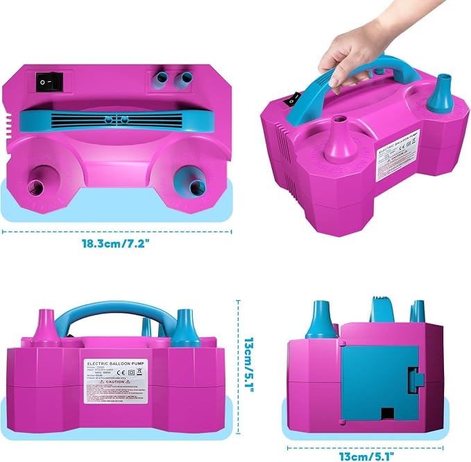 Electric Balloon Pump, Portable Electric Air Balloon Pump Dual Nozzle Air - Image 6