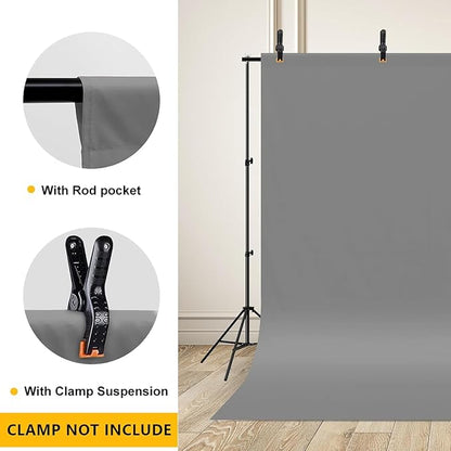 CPLIRIS 10x20ft Grey Backdrop for Photography, Dual-Size Dual-Pocket Design - Image 5