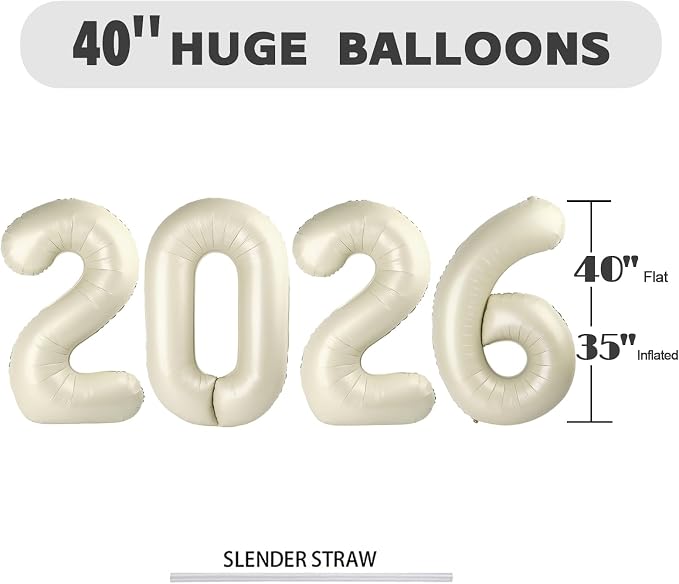 Number Balloons 2026 Balloon Cream - Image 5