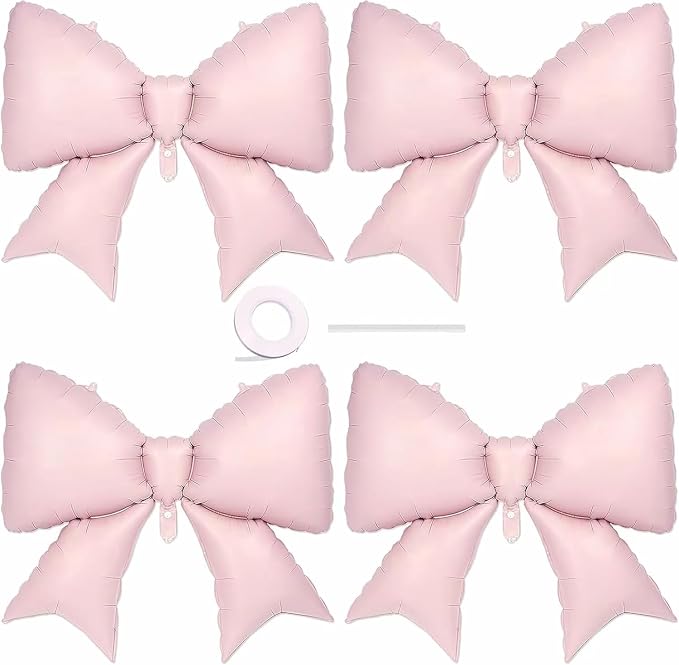 4 Pcs Giant Pink Bow Balloons for Birthday Party | 38 Inch Foil Bow Party by Unknown