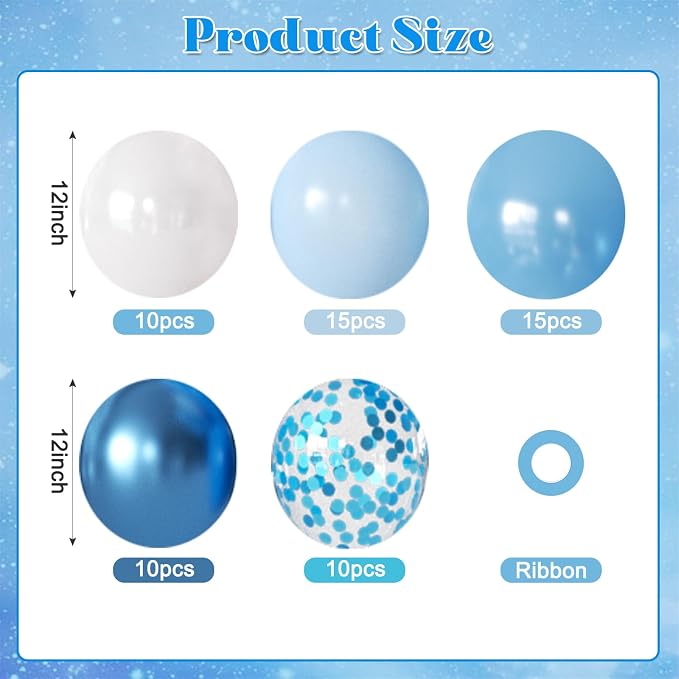 Blue and White Balloons for Baby Shower Bridal Shower Birthday Decorations | - Image 2