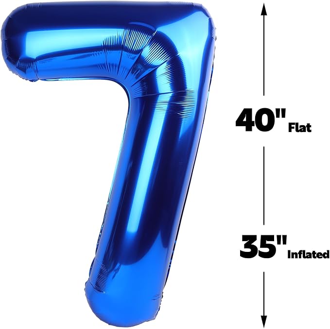 Navy Blue Number 7 Balloon 40 inch, 7th Birthday Party Balloons Decorations | - Image 2