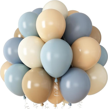 Dusty Blue Nude Sand Balloons, Double Stuffed Apricot Nude Balloon Slate Fog by KAINSY