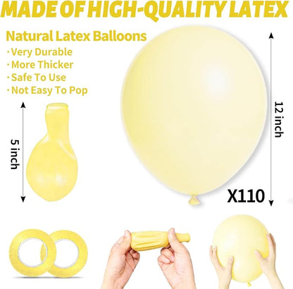 110pcs Pastel Yellow Balloon 12 Inch, Pastel Yellow Latex Balloons - Image 3
