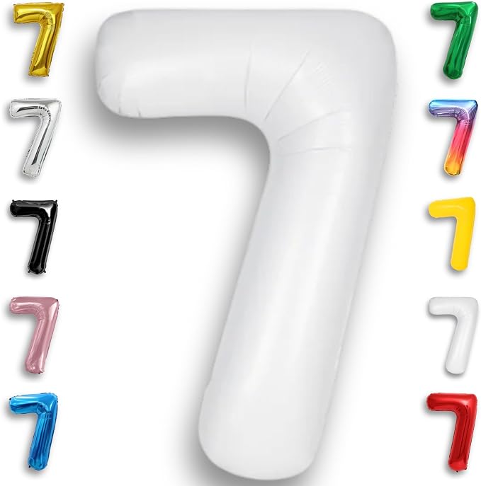 White Number Balloon 7 Mylar Foil Balloons 32 inch by Unknown