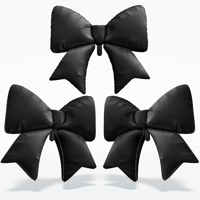 38 Inch Black Bow Foil Balloons, Large Black Mylar Bowknot Balloons Coquette by Togvu
