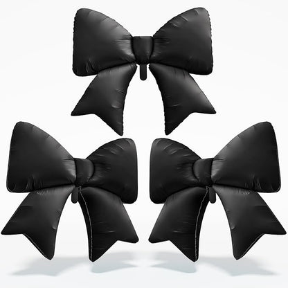 38 Inch Black Bow Foil Balloons, Large Black Mylar Bowknot Balloons Coquette by Togvu