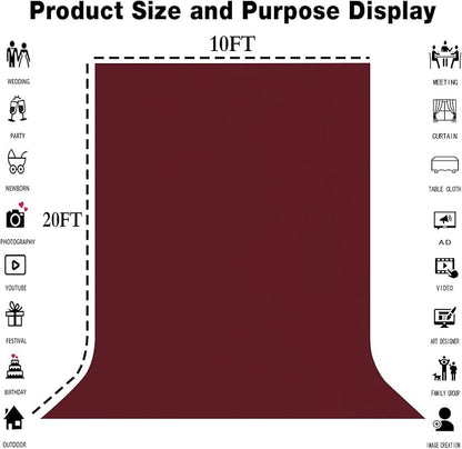 Burgundy Photography Backdrop for Photoshoot, Fabric 10x20ft | Polyester Studio - Image 8