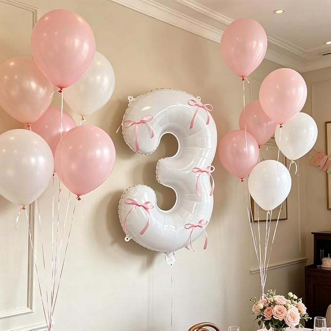 32 Inch White Number Foil Balloon - Image 3