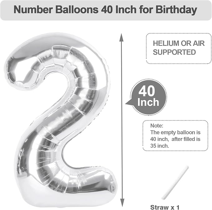 Numbers 10 Balloon 40Inch Silver Balloons - Image 5