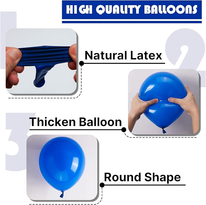 PartyWoo Royal Blue Balloons 100pcs Dark Blue Latex Helium Balloons 5 Inch | - Image 7