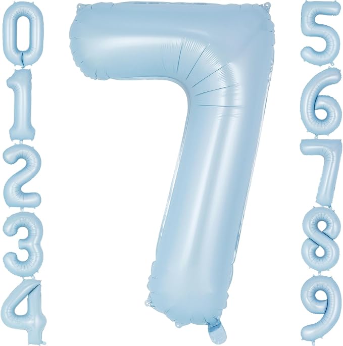 Light Blue Number 7 Balloon, 40 Inch Big Large Foil Number Balloons, Giant by AIQINHU