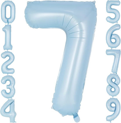 Light Blue Number 7 Balloon, 40 Inch Big Large Foil Number Balloons, Giant by AIQINHU