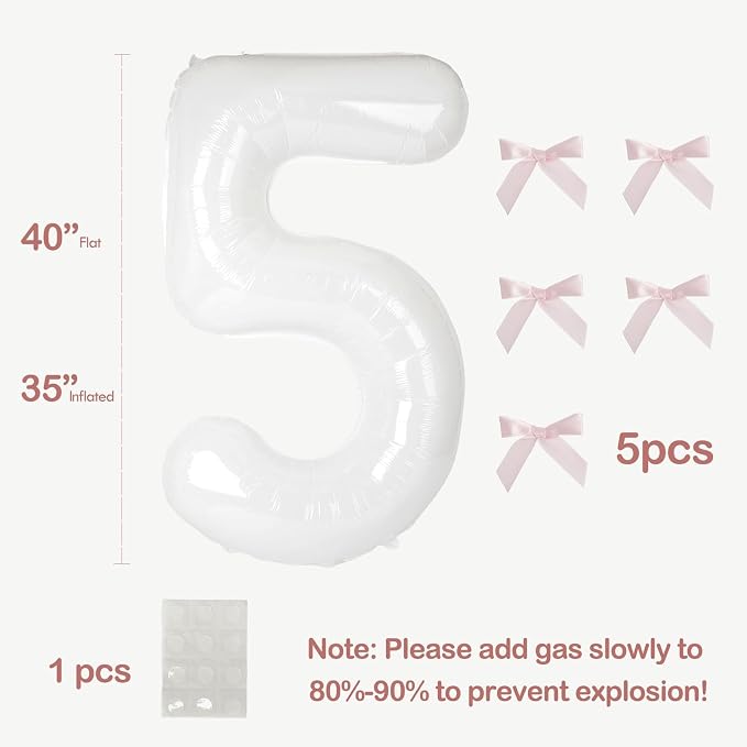 40 Inch White Number Balloons - Image 2