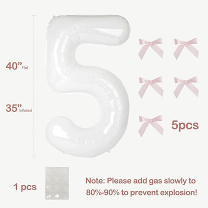 40 Inch White Number Balloons - Image 2