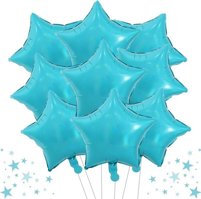 TONIFUL 15Pcs Star Shaped Balloons 18Inch Iridescent Teal Blue Foil Balloon | by TONIFUL
