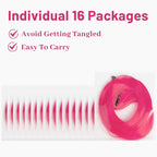16 Pcs Colored Hair Extensions Curly Wavy Clip in Synthetic Hairpiece Streak for Girls Women Kids, Multi-colors Party Highlights Cosplay Festival Favor Gift(Hot Pink)
