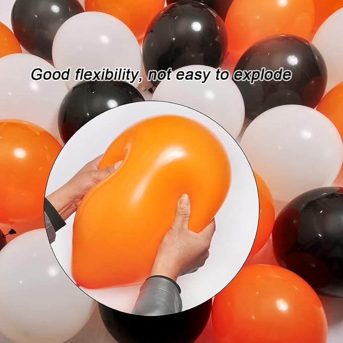 300 Pack White Black and Orange Balloons 100 of each of the 3 colors 12 inch - Image 3