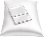 BLISSFORD Satin Pillowcase with Zipper for Hair and Skin Care, Feels Soft and Cool Like a Silk Pillowcase, White Satin Pillow Cases 2 Pack, Slik Pillow Cover, Queen Size - Set of 2