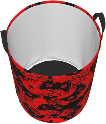 Game Joysticks Red Background Round Laundry Hamper Storage Basket Toys Clothes - Image 2