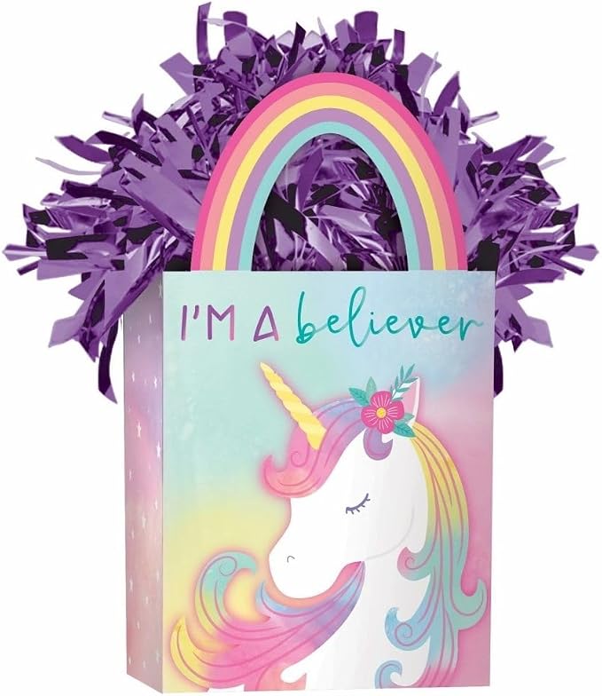 Multicolor Enchanted Unicorn Mini Tote Balloon Weight by AmscanPartySupplies