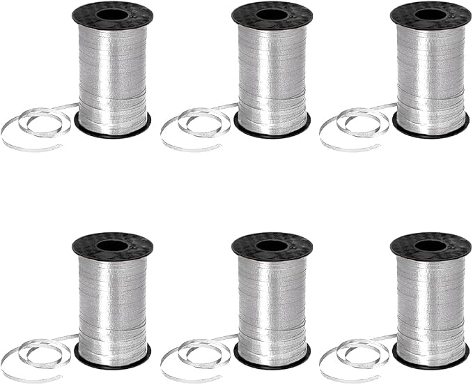 PMU 3000 Yards x 3/16in Silver Crimped Curling Ribbon String by PMU