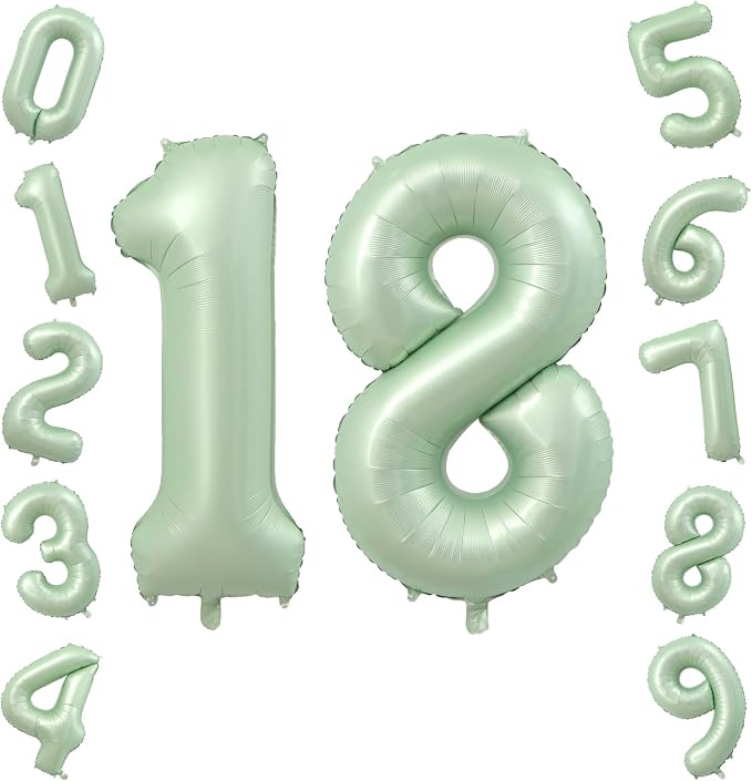 40 Inch Olive Green Number 18 Balloon by TNCDJKPA
