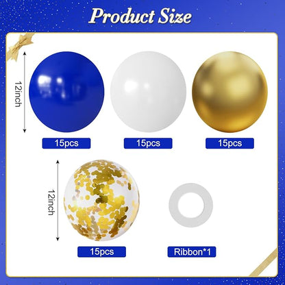 Royal Blue Gold White Balloons for Wedding Graduation Birthday Decorations | - Image 2