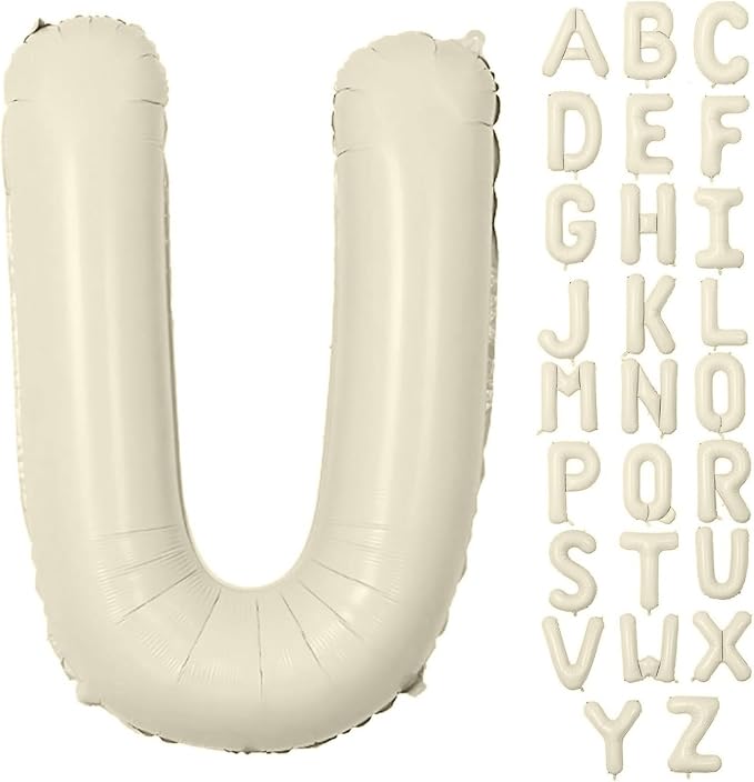 Letter Balloon 40Inch Cream White Big Alphabet Balloons Letter U | Giant Foil by YUNSHANGMO