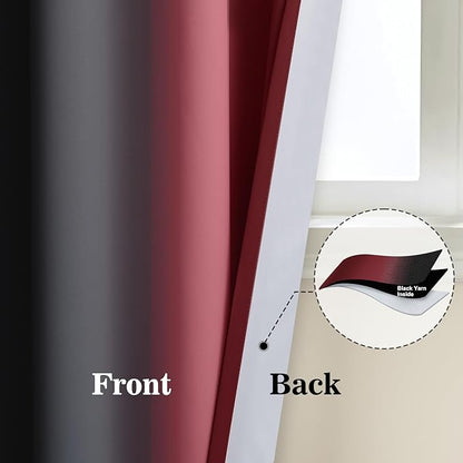 Yakamok Blackout Ombre Burgundy and Black Curtains - Image 6