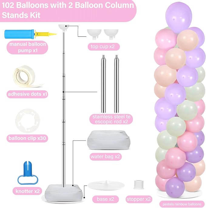 2 Sets Pastel Balloon Column Stand Kit - Image 2