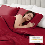 Lirex Satin Pillowcase for Hair and Skin, Super Soft and Cooling Similar to Silk, 2 Pack Queen Size 20"X 30" Pillow Cases with Envelope Closure, Gifts for Women Men, Wine Red