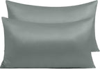 NTBAY Zippered Satin Pillow Cases for Hair and Skin, Luxury King Hidden Zipper Pillowcases Set of 2, 20x36 Inches, Dark Grey