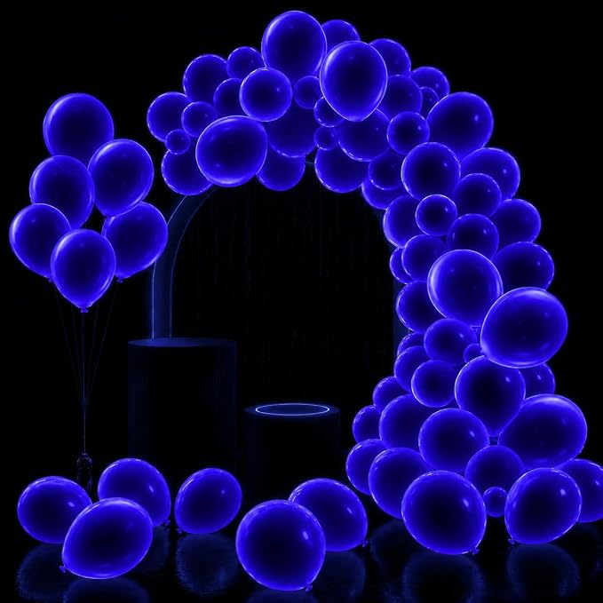 100 Pcs UV Neon Blue Balloons 12 inch Neon Party Supplies, Glow in the Dark by GYIPFIPA