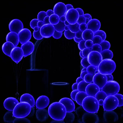100 Pcs UV Neon Blue Balloons 12 inch Neon Party Supplies, Glow in the Dark by GYIPFIPA